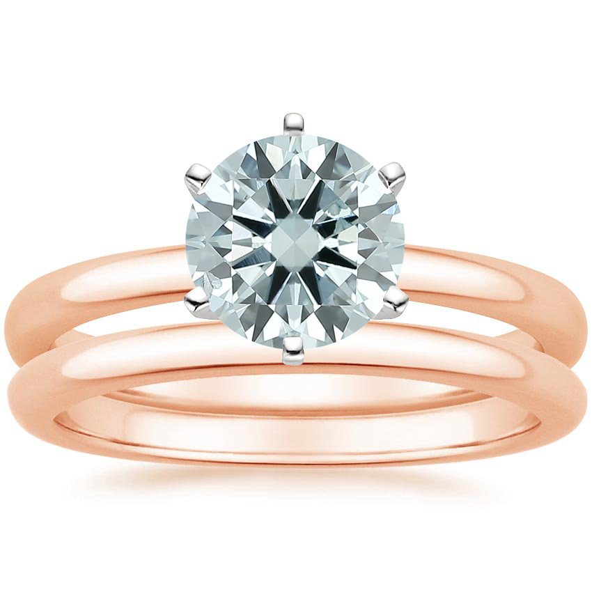 14K Rose Gold Six-Prong 2mm Comfort Fit Bridal Set