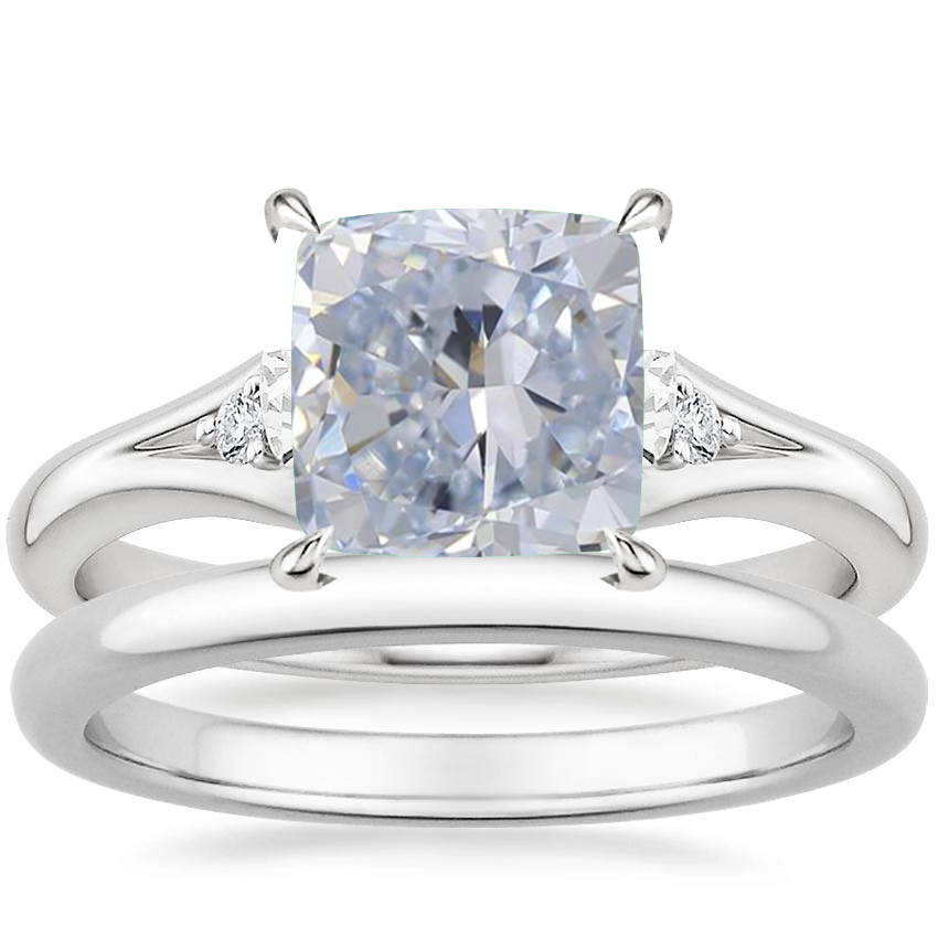 Platinum Lena Diamond Ring with 2mm Comfort Fit Wedding Ring