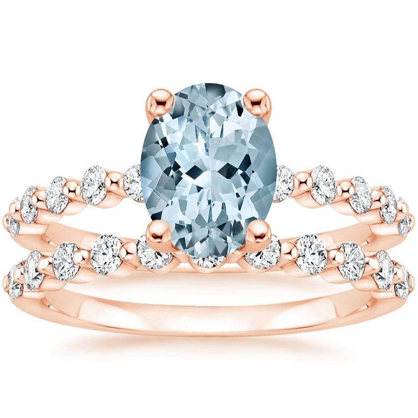 14KR Aquamarine Marseille Diamond Bridal Set (1/2 ct. tw.), top view