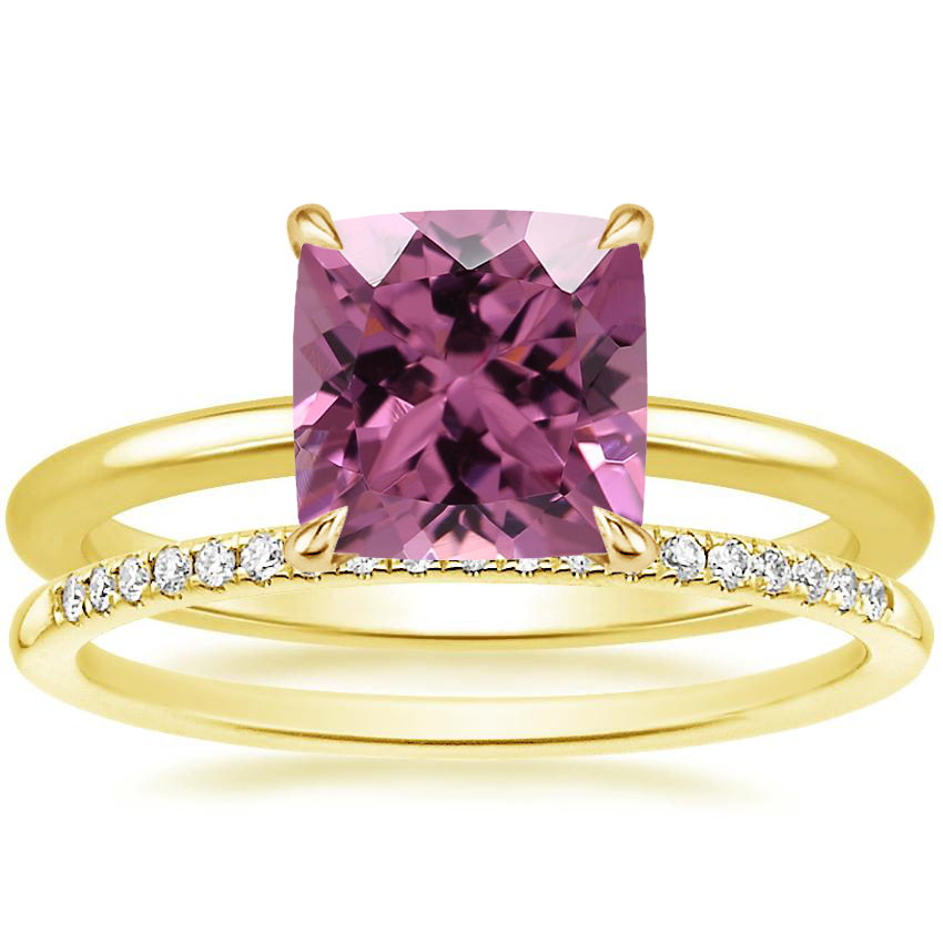 18K　Ring　Diamond　with　Yellow　Secret　Diamond　tw.)　Gold　ct.　Halo　Earth　Ring　Whisper　(1/10　Brilliant