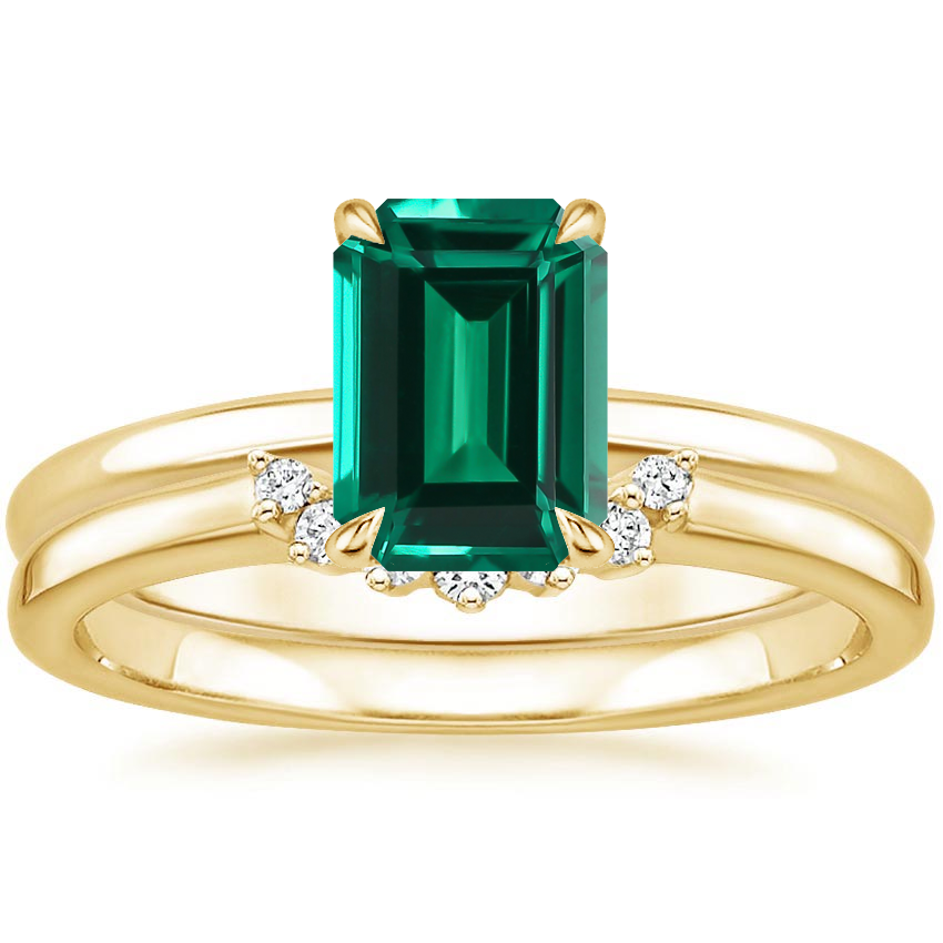 18K Yellow Gold Elodie Ring with Crescent Diamond Ring