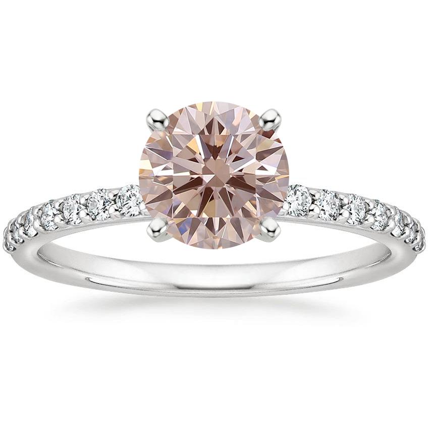 Platinum Petite Shared Prong Half Coverage Diamond Ring, large top view
