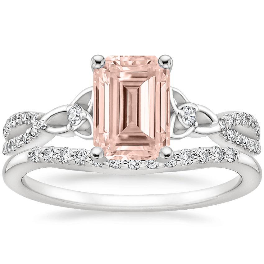 Platinum Luxe Entwined Celtic Love Knot Diamond Ring with Petite Curved Diamond Ring (1/10 ct. tw.)