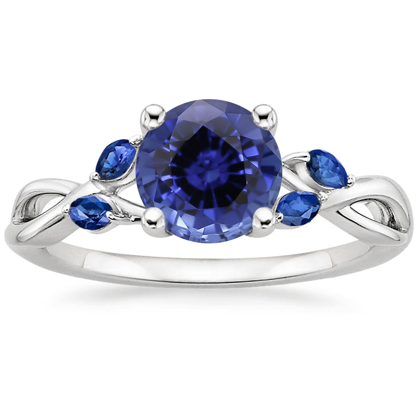 Sapphire Willow Ring With Sapphire Accents in 18K White Gold