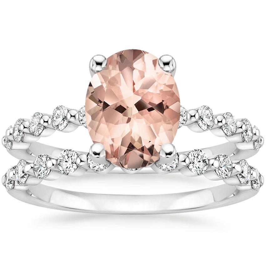 18KW Morganite Marseille Diamond Bridal Set (1/2 ct. tw.), top view