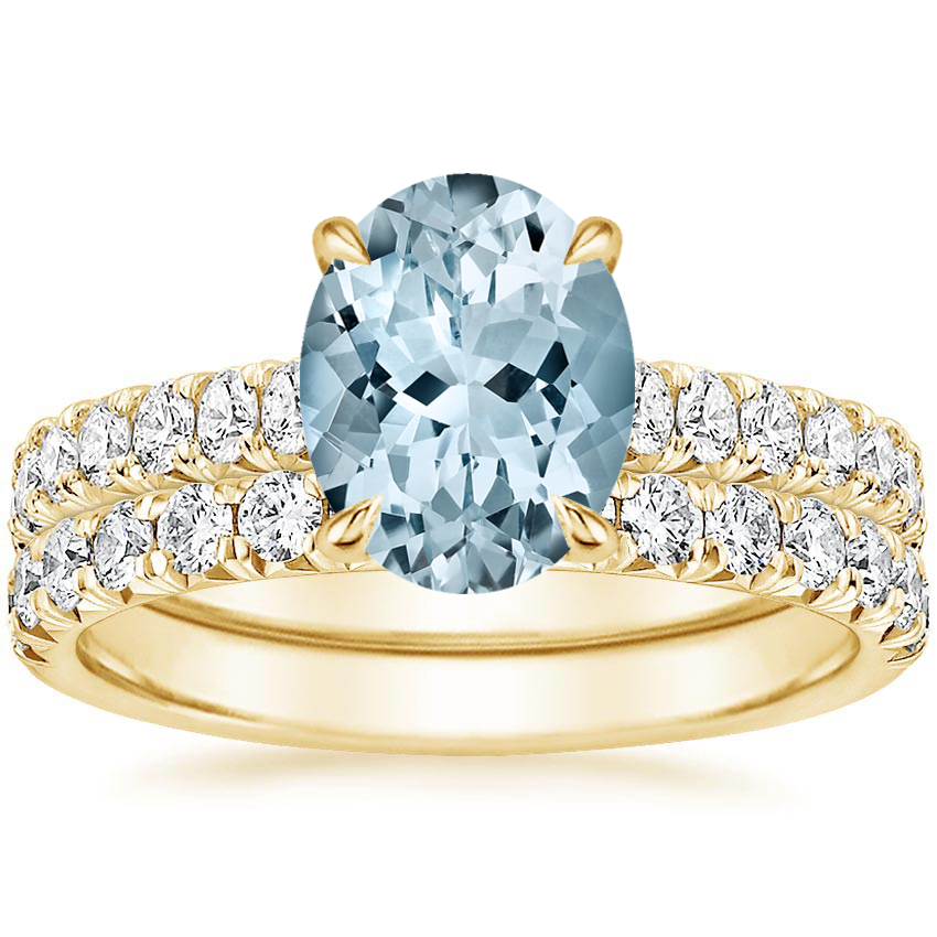 Aquamarine Sienna Diamond Bridal Set (7/8 ct. tw.) in 18K Yellow Gold