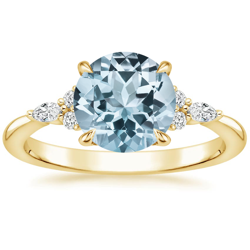 Aquamarine Nadia Diamond Ring in 18K Yellow Gold