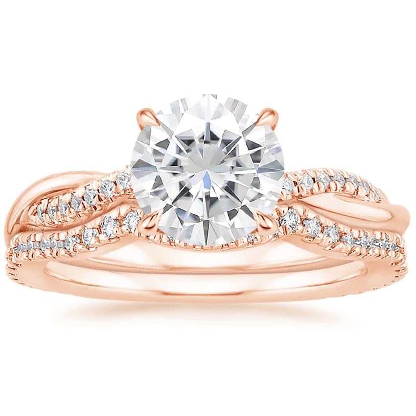 14KR Moissanite Petite Twisted Vine Contoured Diamond Bridal Set (1/3 ct. tw.), top view