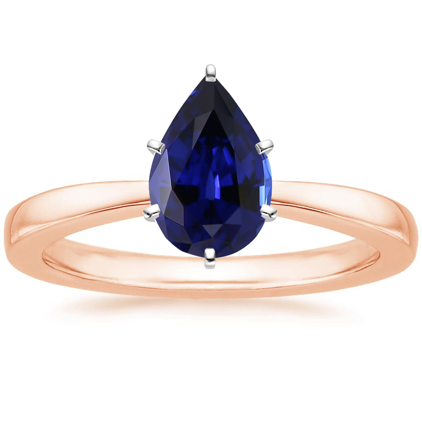 Rose Gold Lab Created Sapphire Petite Taper Ring