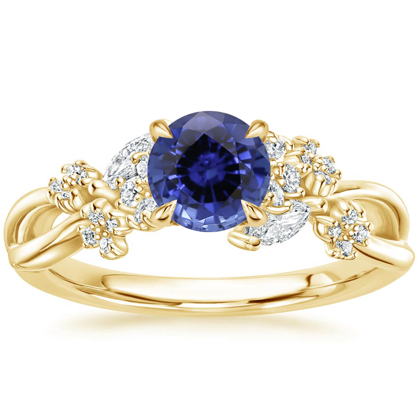 Yellow Gold Sapphire Summer Blossom Diamond Ring (1/4 ct. tw.)