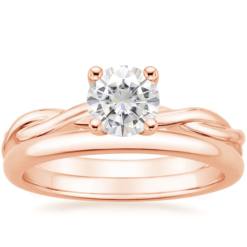 14K Rose Gold Twisted Vine Ring with 2mm Comfort Fit Wedding Ring