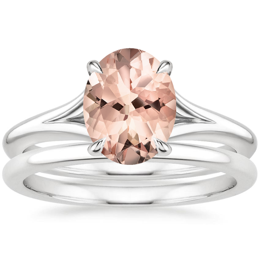18KW Morganite Reverie Bridal Set, top view