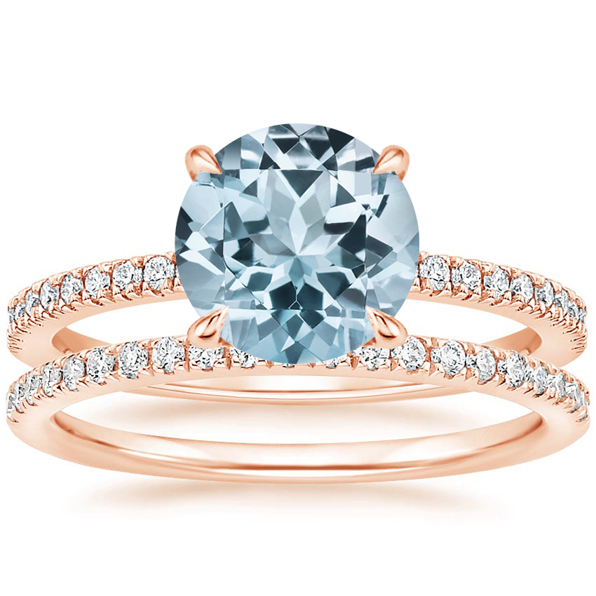 14KR Aquamarine Viviana Diamond Bridal Set (2/5 ct. tw.), top view