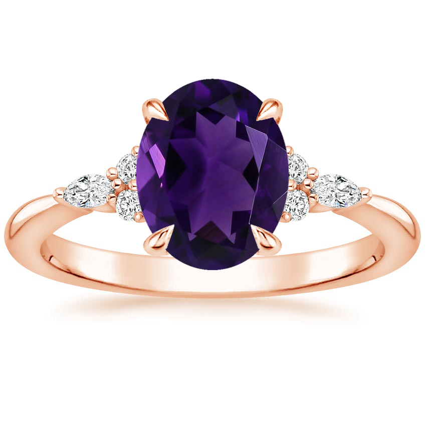 14K Rose Gold Nadia Diamond Ring, large top view