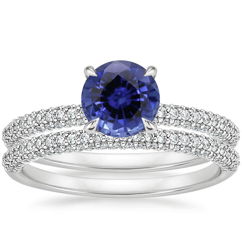 18KW Sapphire Valencia Diamond Bridal Set (5/8 ct. tw.), top view