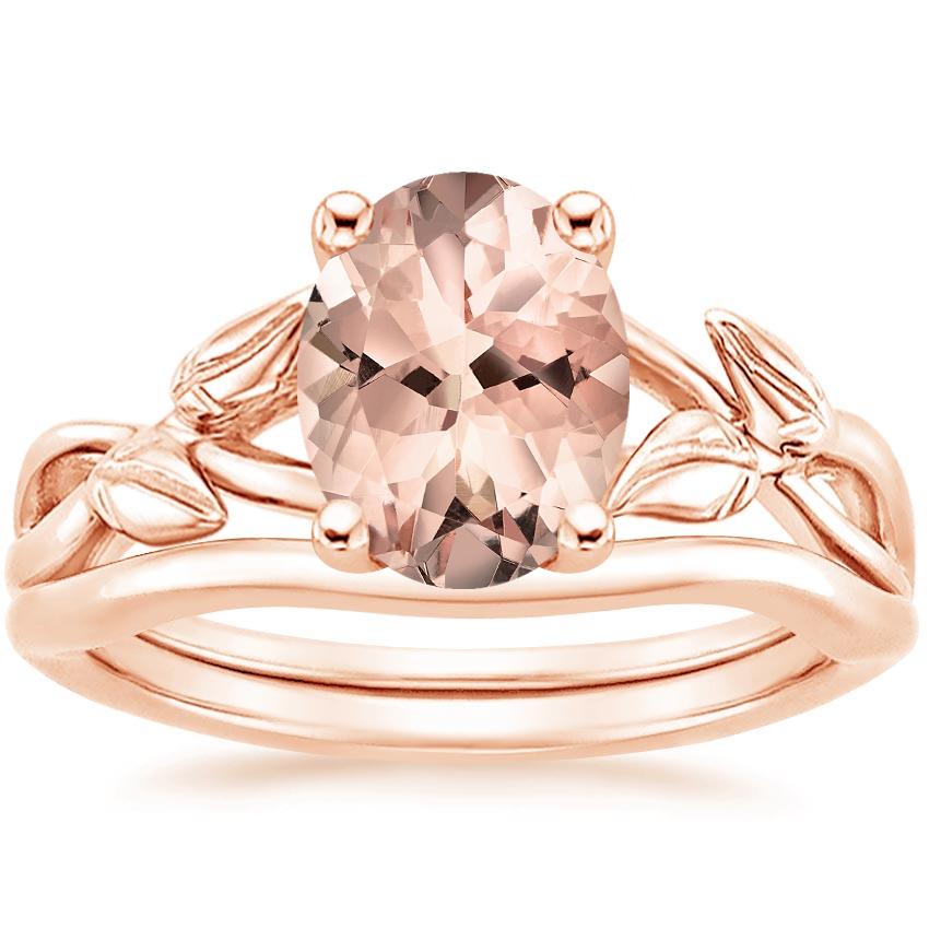 14KR Morganite Budding Willow Bridal Set, top view