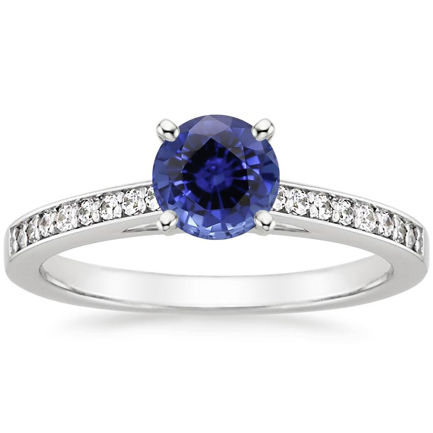 Sapphire Starlight Diamond Ring in 18K White Gold