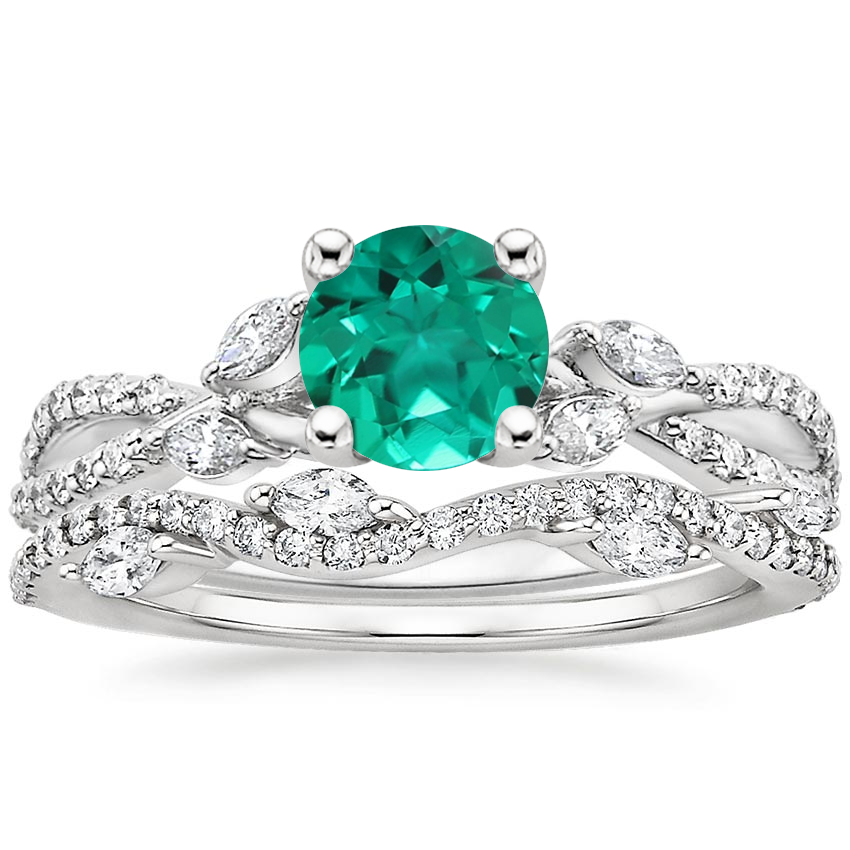 Platinum Luxe Willow Diamond Ring (1/4 ct. tw.) with Luxe Winding Willow Diamond Ring (1/4 ct. tw.)