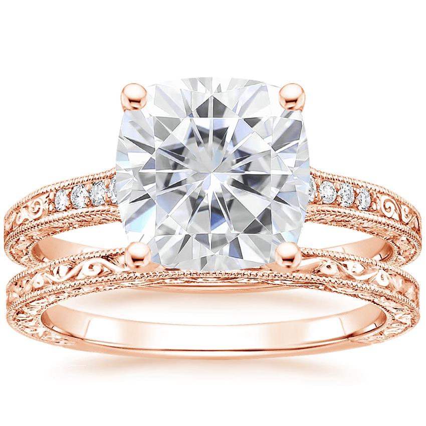 14KR Moissanite Luxe Hudson Diamond Bridal Set, top view