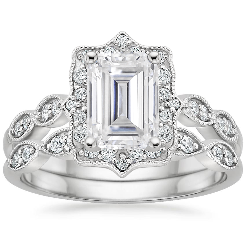 PT Moissanite Cadenza Halo Diamond Bridal Set (1/4 ct. tw.), top view