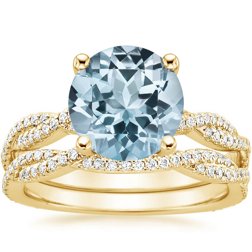 18KY Aquamarine Petite Luxe Twisted Vine Bridal Set (1/2 ct. tw.), top view