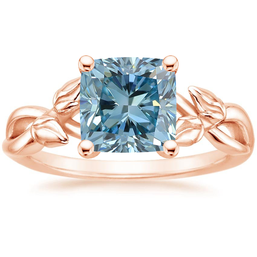 14K Rose Gold Budding Willow Solitaire Ring, large top view