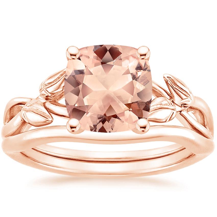 14KR Morganite Budding Willow Bridal Set, top view