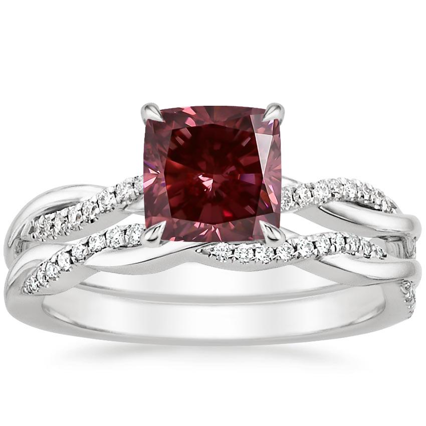 18K White Gold Petite Twisted Vine Diamond Bridal Set (1/4 ct. tw.)