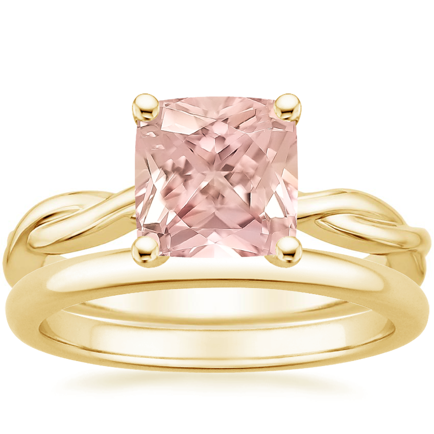 18K Yellow Gold Twisted Vine Ring with 2mm Comfort Fit Wedding Ring