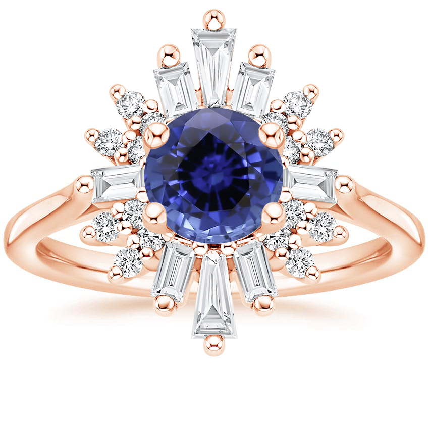 Rose Gold Sapphire Arabesque Diamond Ring (1/2 ct. tw.)