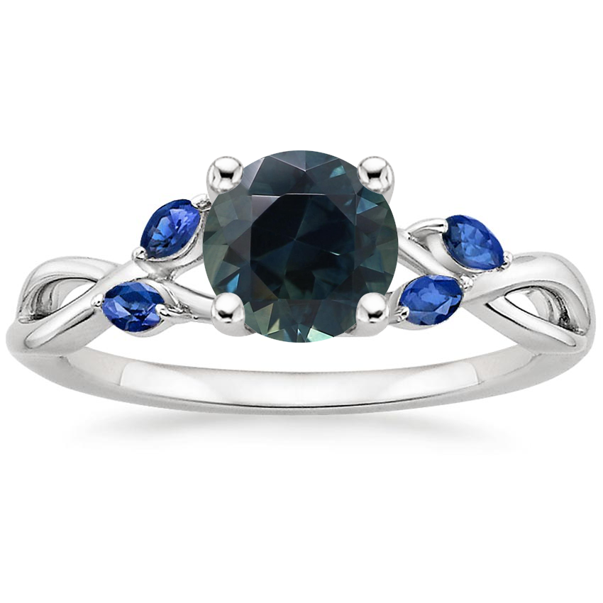 Sapphire Willow Ring With Sapphire Accents in 14K White Gold