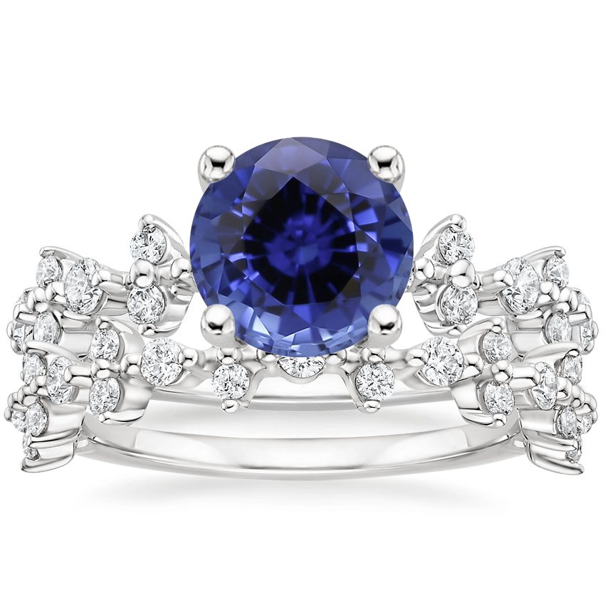 18KW Sapphire Reflection Diamond Bridal Set, top view
