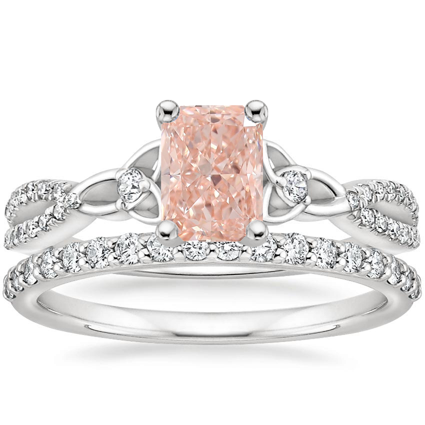 Platinum Luxe Entwined Celtic Love Knot Diamond Ring with Petite Shared Prong Diamond Ring (1/4 ct. tw.)