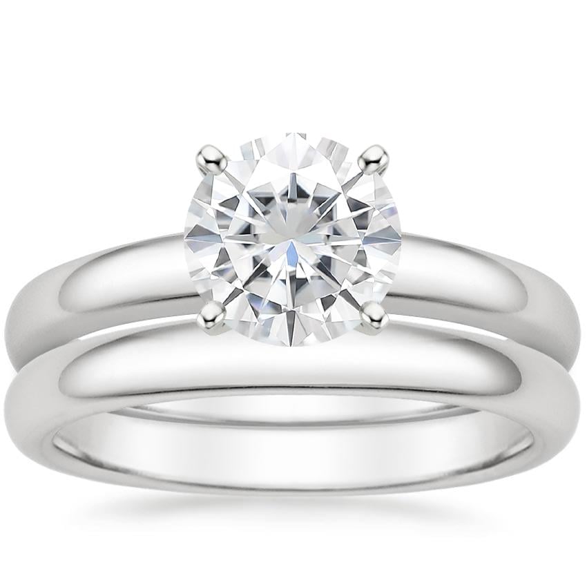 18KW Moissanite 3mm Comfort Fit Bridal Set, top view