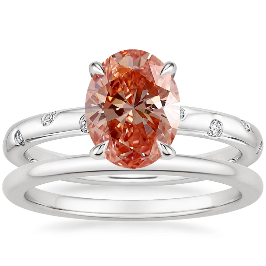 Platinum Corinne Diamond Ring with Petite Comfort Fit Wedding Ring