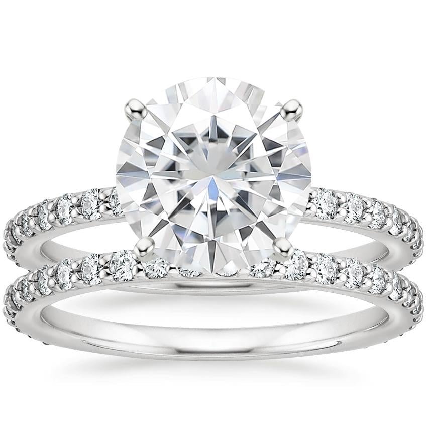 18KW Moissanite Luxe Petite Shared Prong Diamond Bridal Set (3/4 ct. tw.), top view