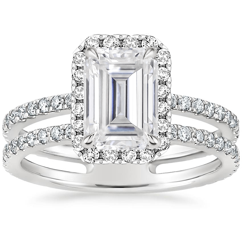 Moissanite Linnia Halo Diamond Ring (2/3 ct. tw.) in Platinum