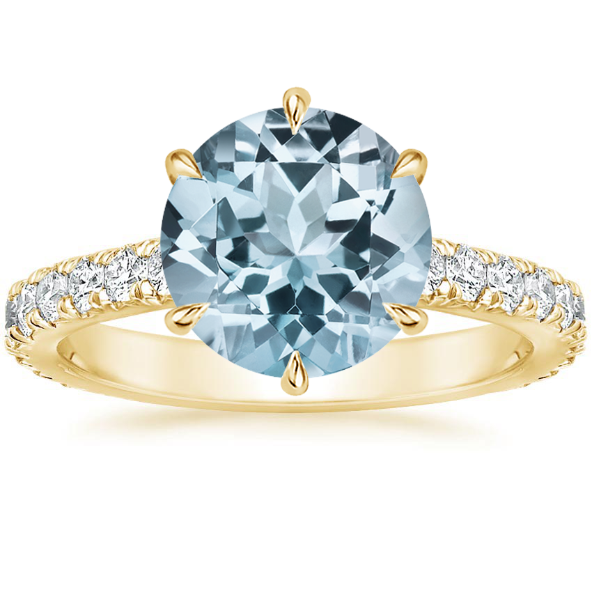 Yellow Gold Aquamarine Luxe Sienna Diamond Ring (1/2 ct. tw.)