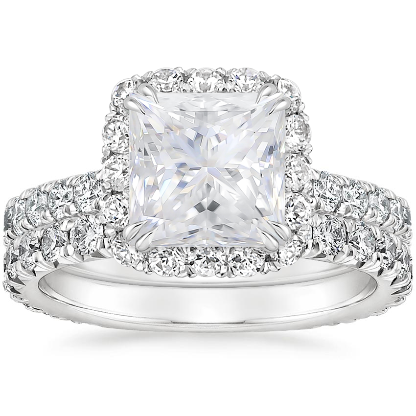 PT Moissanite Luxe Sienna Halo Diamond Bridal Set (1 3/8 ct. tw.), top view