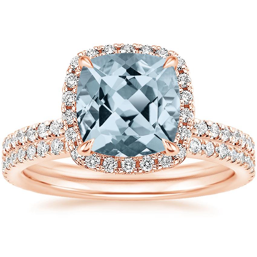 14KR Aquamarine Waverly Diamond Bridal Set (2/3 ct. tw.), top view