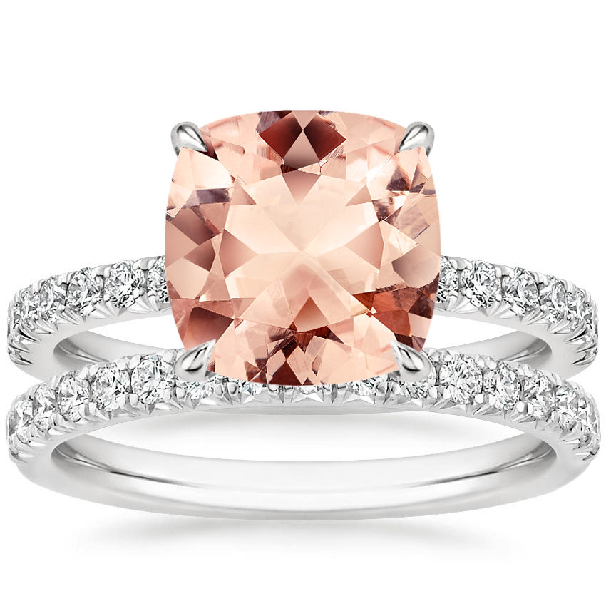 18KW Morganite Amelie Diamond Bridal Set, top view