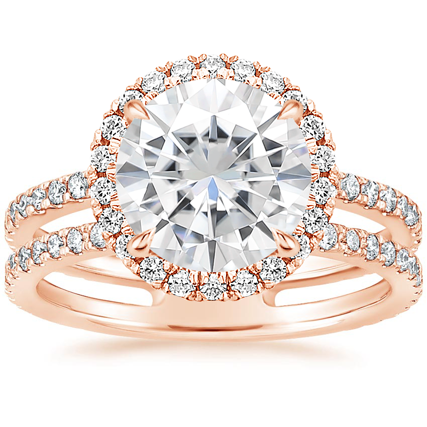 Rose Gold Moissanite Linnia Halo Diamond Ring (2/3 ct. tw.)