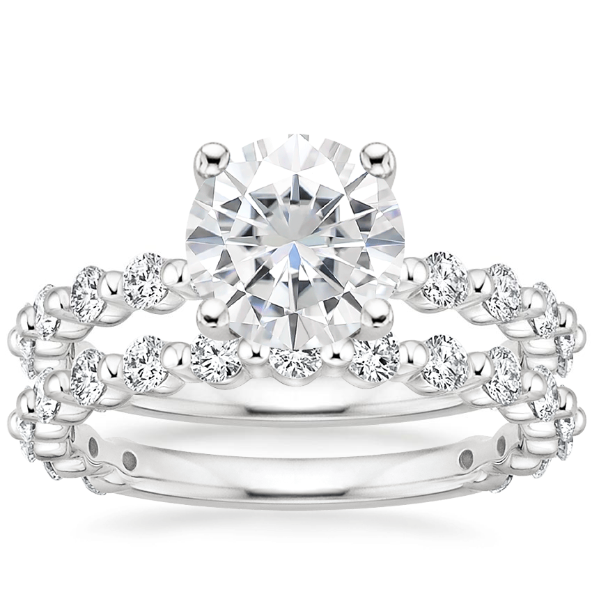 18KW Moissanite Luxe Marseille Diamond Bridal Set, top view
