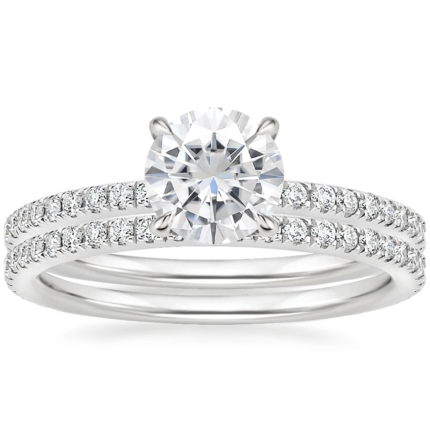 18KW Moissanite Luxe Ballad Perfect Fit Diamond Bridal Set, top view