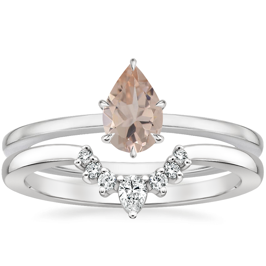 18K White Gold Lumiere Diamond Ring with Lunette Diamond Ring