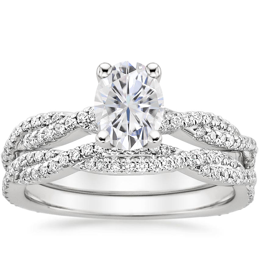 Moissanite Petite Luxe Twisted Vine Bridal Set (1/2 ct. tw.) in 18K ...
