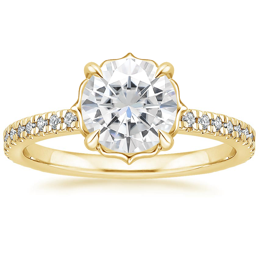Yellow Gold Moissanite Magnolia Diamond Ring