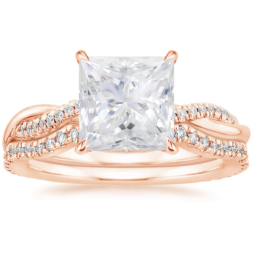 14KR Moissanite Petite Twisted Vine Contoured Diamond Bridal Set (1/3 ct. tw.), top view