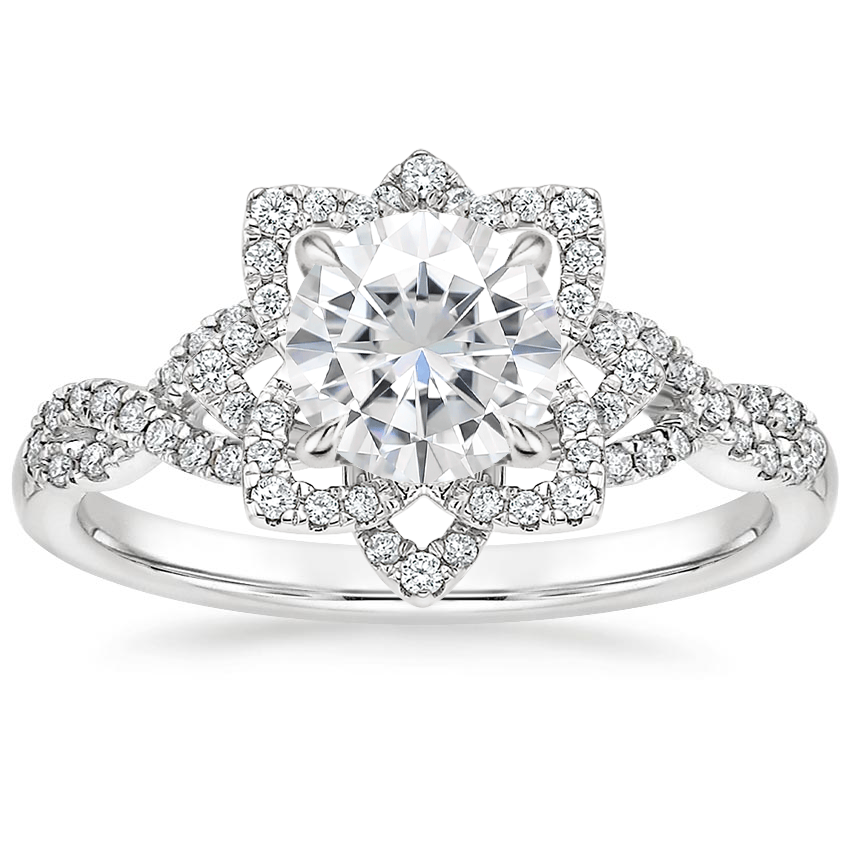Moissanite Lily Diamond Ring in Platinum