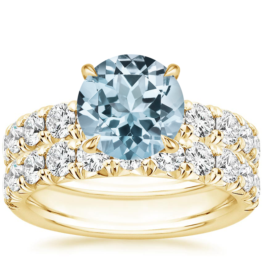18KY Aquamarine Ellora Diamond Bridal Set, top view